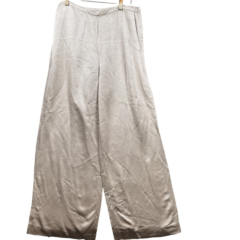Banana Republic Wide Leg Pants Womens 6P Gold Metallic Textured